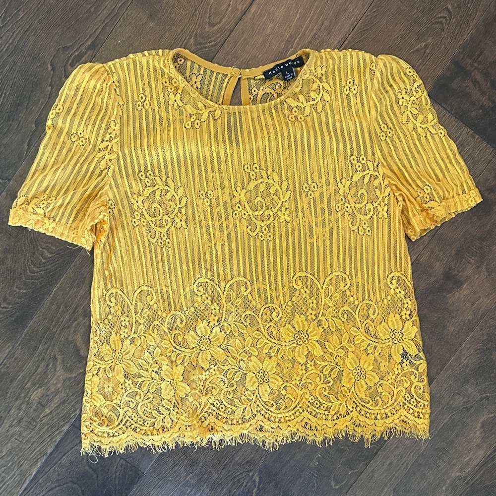 Haute Monde Yellow Lace Blouse